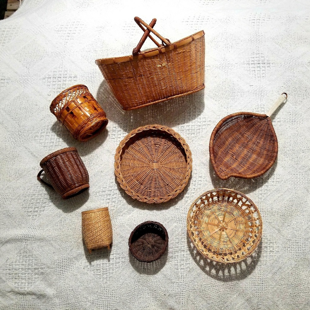 Boho Anthro Farmhouse Rustic Wicker Basket Bundle